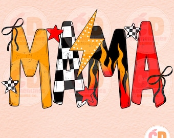 Edgy Mama PNG: Retro Checkered Design (Digital Download)
