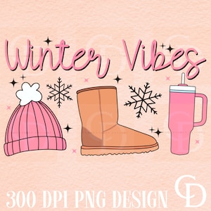 Winter Vibes PNG: Retro Sublimation Design (Digital Download)