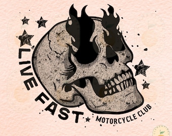Motorcycle Club Skull, png, retro bikerontwerp (digitale download)
