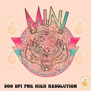 Retro Mini Tiger PNG: Boho Sublimationsdesign (Digitaler Download)