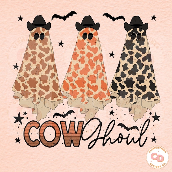 CowGhoul Western Ghost PNG: Retro Halloween Sublimation (Digital Download)