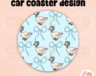 Coquette Goose Car Coaster PNG Design: Sublimation (Digital Download)
