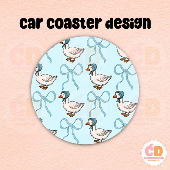 Coquette Goose Car Coaster PNG Design: Sublimation (Digital Download)