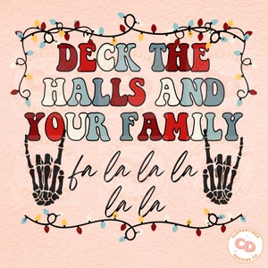 Retro Christmas PNG: Deck the Halls Family Design (Digital Download)
