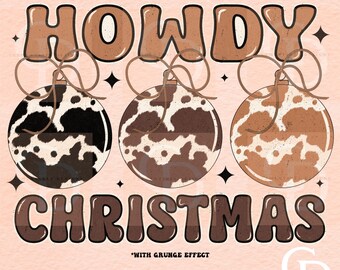 Howdy Christmas PNG: Western Cowboy Cowprint (Digital Download)