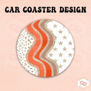 Posavasos de coche retro PNG: Diseño de sublimación moderno (descarga digital)