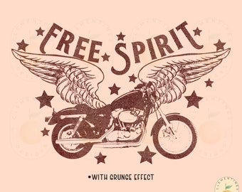 Free Spirit Motorcycle PNG: Rocker Sublimation Design (Digital Download)