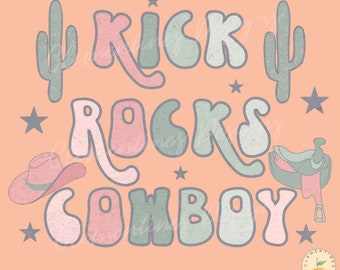 Kick Rocks Cowboy PNG: ウエスタン昇華デザイン (デジタルダウンロード)