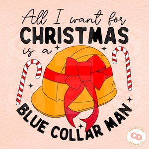 Blue Collar Man Christmas PNG: Funny Retro Design (Digital Download)