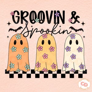 Retro Halloween Ghost PNG: Sublimação Groovin '& Spookin' (download digital)