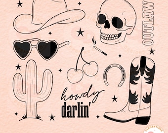 Cowgirl Western PNG - Design moderno (Download digital)