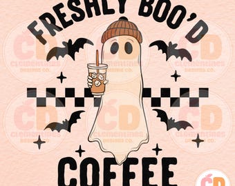 Nyligen buade kaffespöke PNG, Retro Halloween (digital nedladdning)