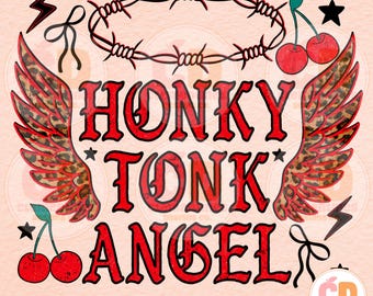 Honky Tonk Angel PNG, Western Cowgirl Design (Digital Download)
