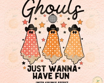 Western Ghost PNG: Retro Halloween Cowboy Ghosts (Digital Download)