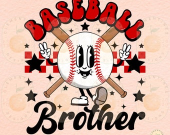 Baseball Brother PNG: Retro Sublimation Design (Digital Download)