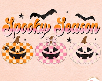 Retro Halloween Pumpkin PNG, Spooky Season Download (Digital Download)