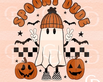 Spooky Dude Halloween PNG: Retro Ghost Sublimation Design (Digital Download)