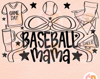 Baseball Mama PNG: Retro Coquette Design (Digital Download