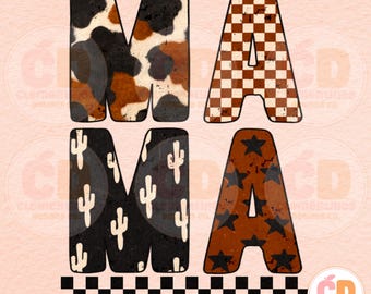 Mamá occidental PNG: Diseño de camiseta de mamá retro y vanguardista (descarga digital)