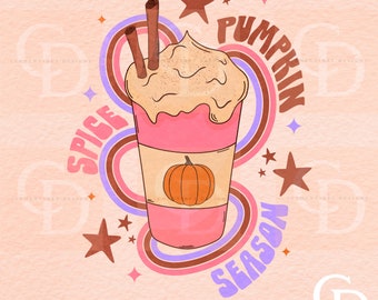 Retro Pumpkin Spice PNG: Halloween Fall Design (Digital Download)
