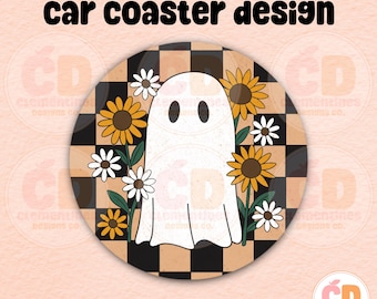 Podkładka Ghost Car Coaster PNG, projekt sublimacji (pobranie cyfrowe)
