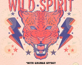 Wild Spirit Leopard PNG, Rock N Roll Sublimation (Digital Download)