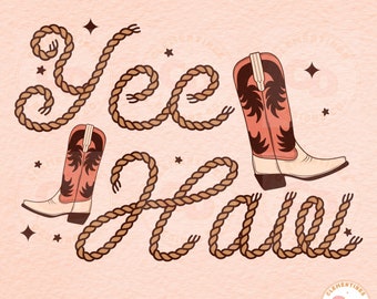 YeeHaw Western Boots PNG, Retro Sublimation (Digital Download)