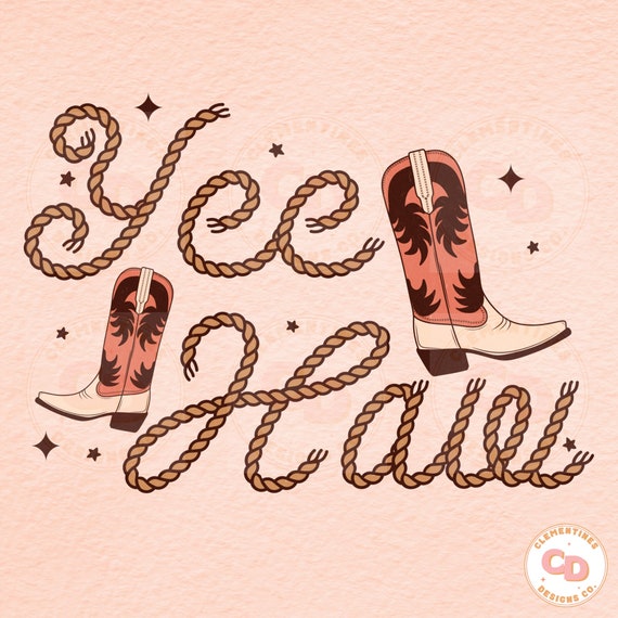 YeeHaw Western Boots PNG, Retro Sublimation (Digital Download)