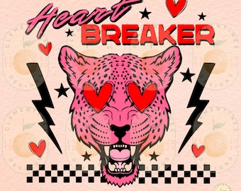Retro Heartbreaker Leopard PNG, Valentine's Day Sublimation (Digital Download)