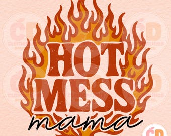 Edgy HotMess Mama PNG: Retro Checkered Design (Digital Download