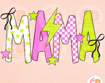 Trendy Mama PNG, Retro Checkered Design (Digital Download)