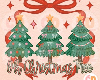 Coquette-kerstboom, png-bestand: handgetekende strik (digitale download)