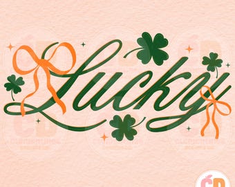 Coquette Lucky PNG: St. Patrick's Day Clover Bow (Digital Download)