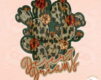 Desert Dreams Cactus PNG: Boho Western Sublimation Design (Digital Download)