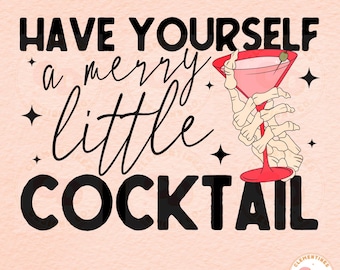 Retro Christmas Cocktail PNG, Martini Sublimation (Digital Download)