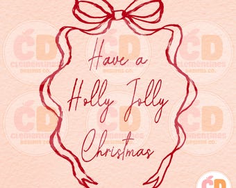 Holly Jolly Christmas PNG: Vintage Coquette Design (digital nedladdning)