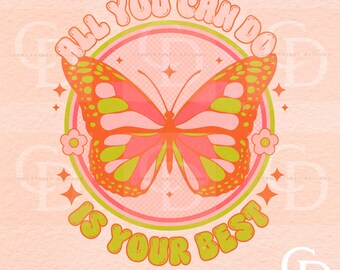 Retro Butterfly PNG: Wild & Free Sublimation Design (Digital Download)
