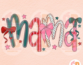 Christmas Mama PNG – Trendy Coquette Design (Digital Download)
