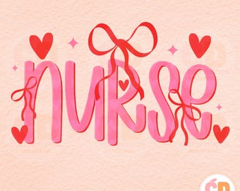 Vday Coquette Nurse PNG, Valentine Sublimation (Digital Download)