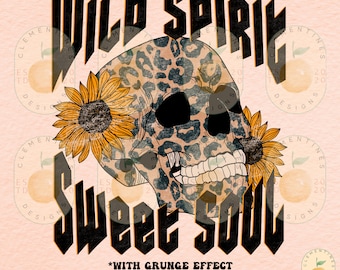 Cheetah Skull Sunflower PNG: Wild Spirit Design (Digital Download)