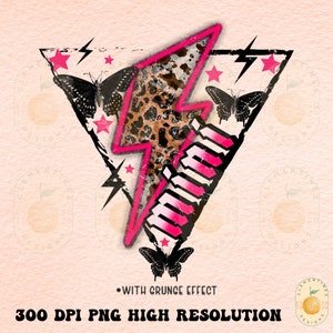 Retro Lightning Bolt PNG - Grunge Sublimationsdesign (Digitaler Download)
