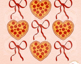 Corazón de pizza coqueta para San Valentín PNG, sublimación retro (descarga digital)