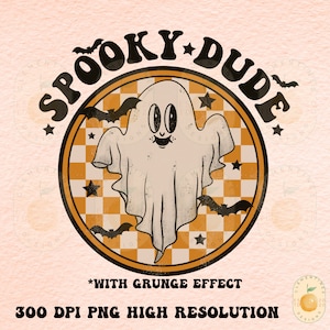 Spooky Dude Ghost PNG: Retro Halloween Sublimation Design (Digital Download)