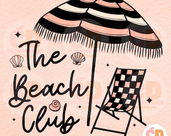 Beach Club, png, retro zomerontwerp (digitale download)