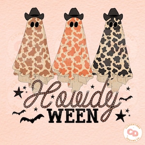 Howdy Ween PNG-Western Fall,Western ghost png,Western sublimation,Retro ghost png,retro Halloween png,Western Halloween png