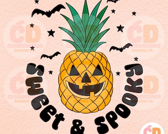 Tropical Halloween Pineapple Pumpkin PNG, Beachy Design (Digital Download)