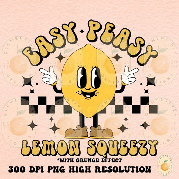 Retro Lemon PNG-Digital Download-Sublimation Design-Retro png,kids sublimation,retro kids png,Retro character png,Summer png,Trendy png