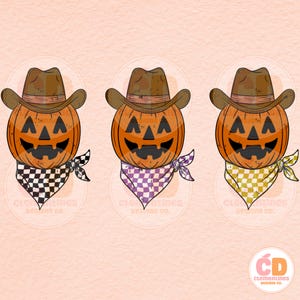 Cowboy Pumpkins PNG-Digital Design,Western Halloween png,Spooky Png,Trendy png,Pumpkins png,Retro Halloween png,Fall png,Western Pumpkin png