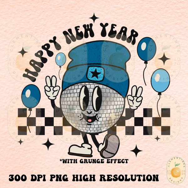 Retro Happy New Year PNG-png,Retro Disco ball Png,2023 png,Kids New Years png,Retro holiday png,Cute New Years png,Trendy sublimation