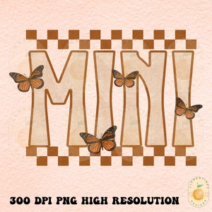 Retro Mini Schmetterling PNG: Sublimationsdesign (Digitaler Download)